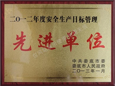 2021年度安全生產(chǎn)目標(biāo)管理先進單位